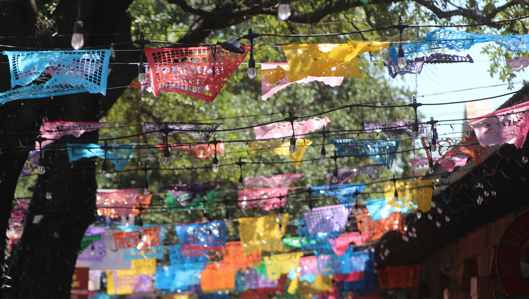 colorful flags hanging